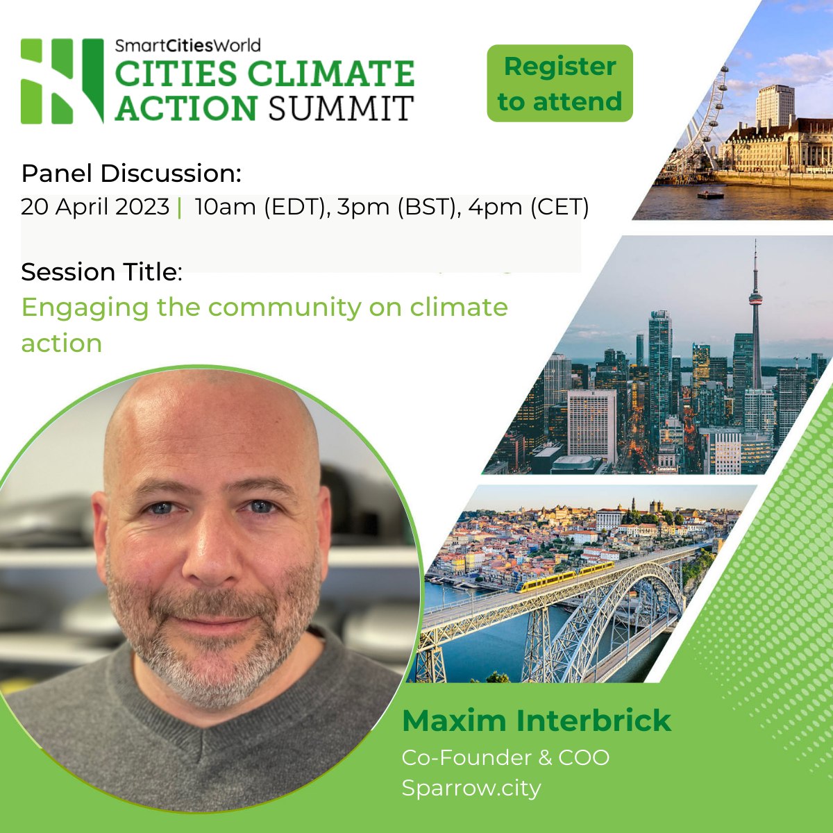 Sparrow will take part in the Cities Climate Action Summit.